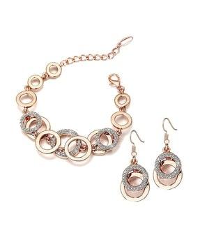 studded charm bracelet & earrings set