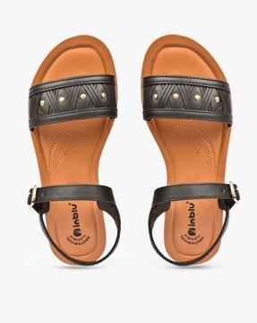 studded slingback sandals with buckle fastening