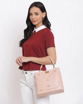 studded top handle handbag