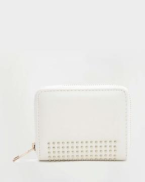studded zip-around wallet