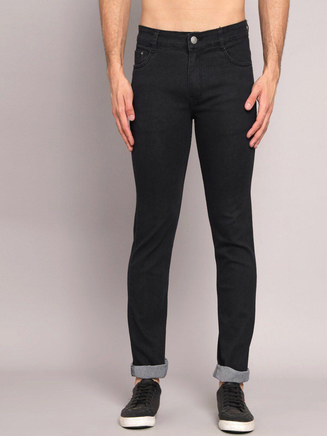 studio nexx men black relaxed fit low distress stretchable jeans