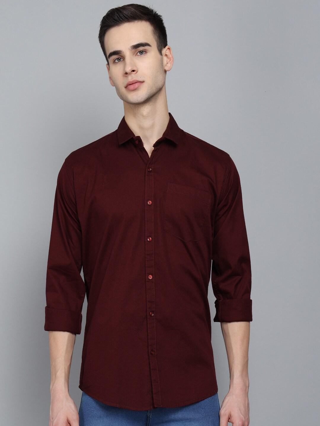 studio nexx men maroon standard slim fit opaque casual shirt