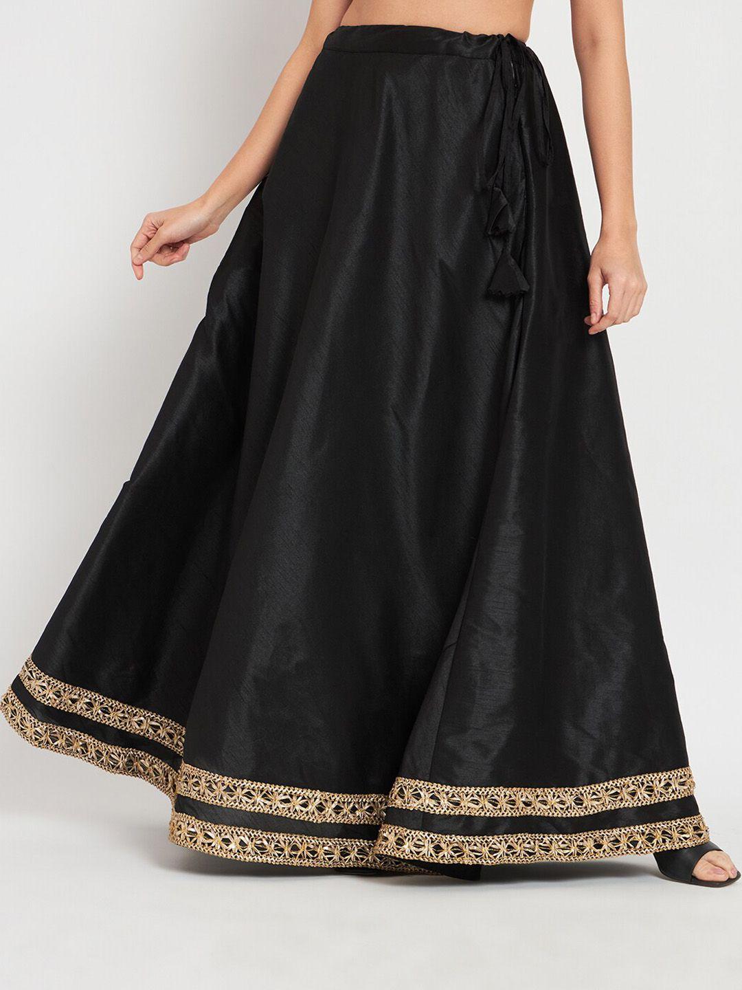 studio rasa embellished detailed flared maxi ethnic skirt
