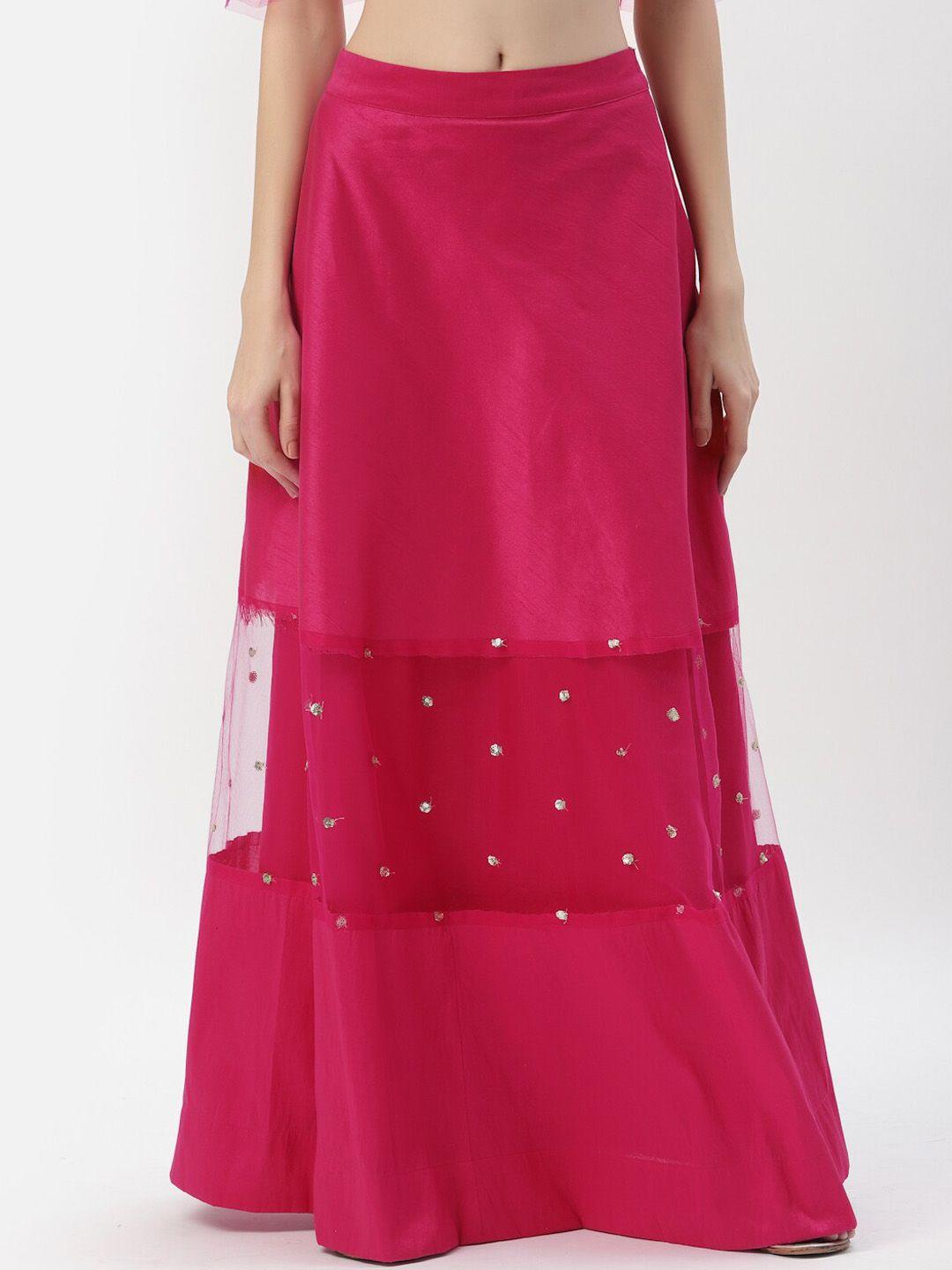 studio rasa embroidered panelled maxi skirt