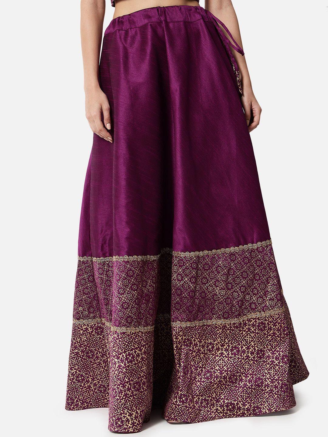 studio rasa ethnic motifs printed embellished detailed flared maxi ethnic skirt