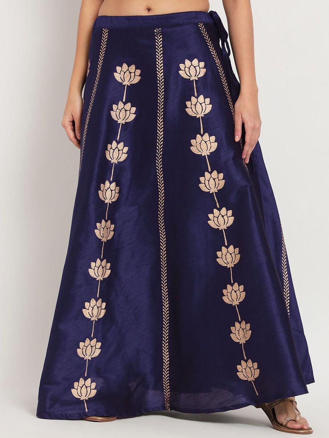 studio rasa ethnic motifs printed flared maxi ethnic skirt