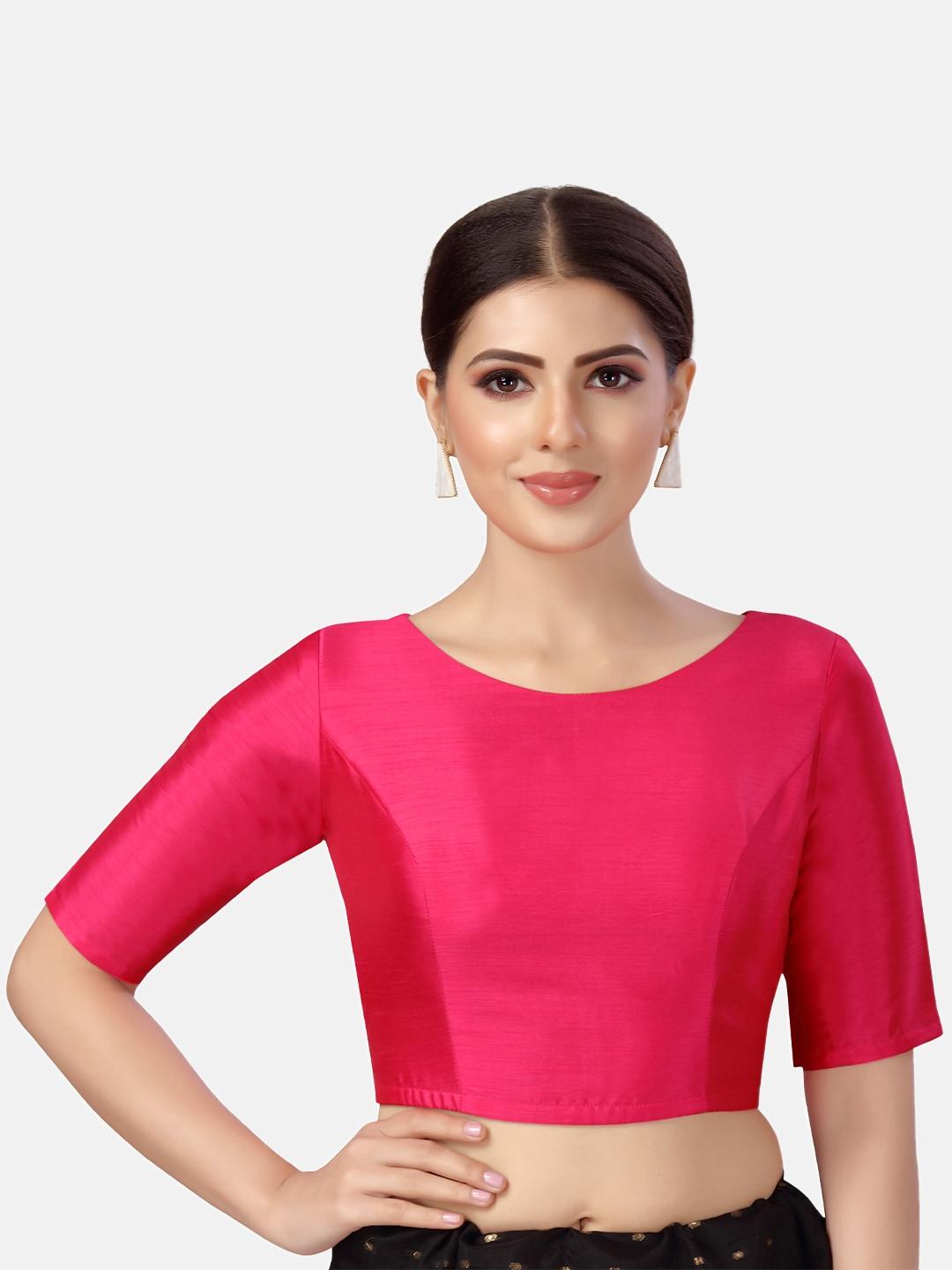 studio shringaar boat neck elbow sleeves length saree blouse