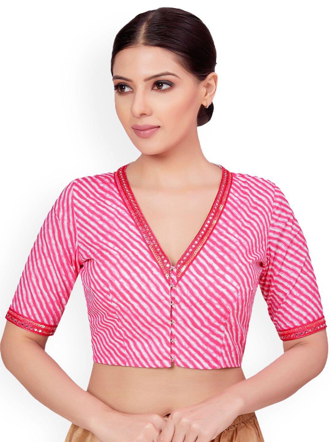 studio shringaar printed & embroidered pure cotton saree blouse