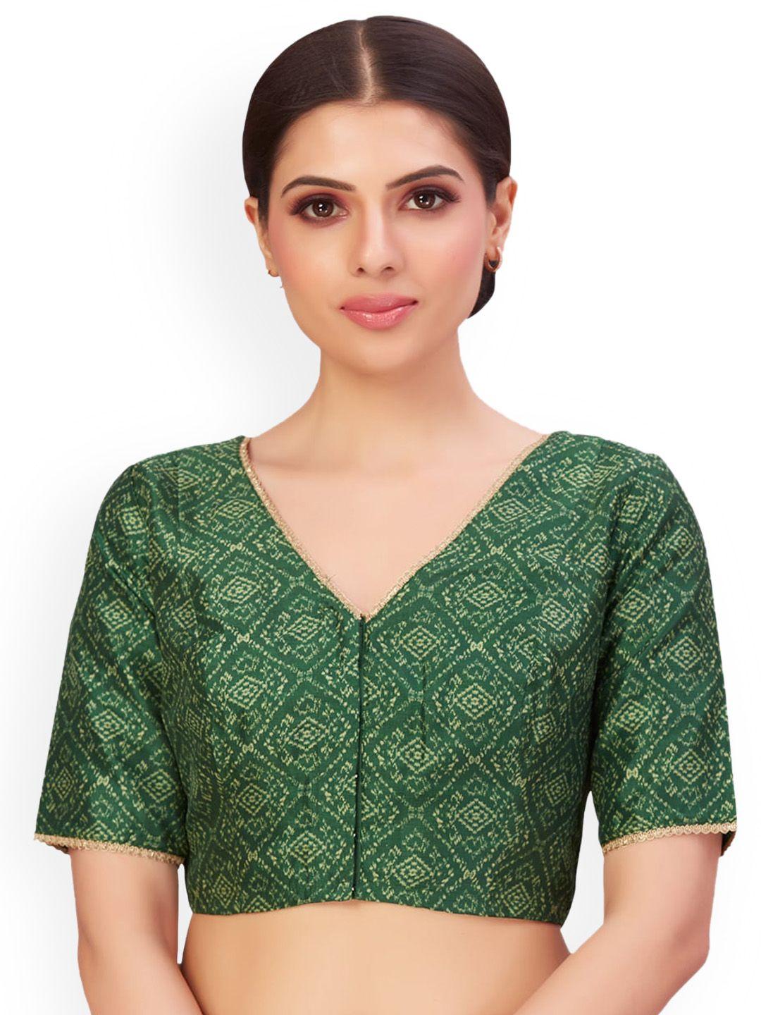 studio shringaar printed v-neck readymade saree blouse