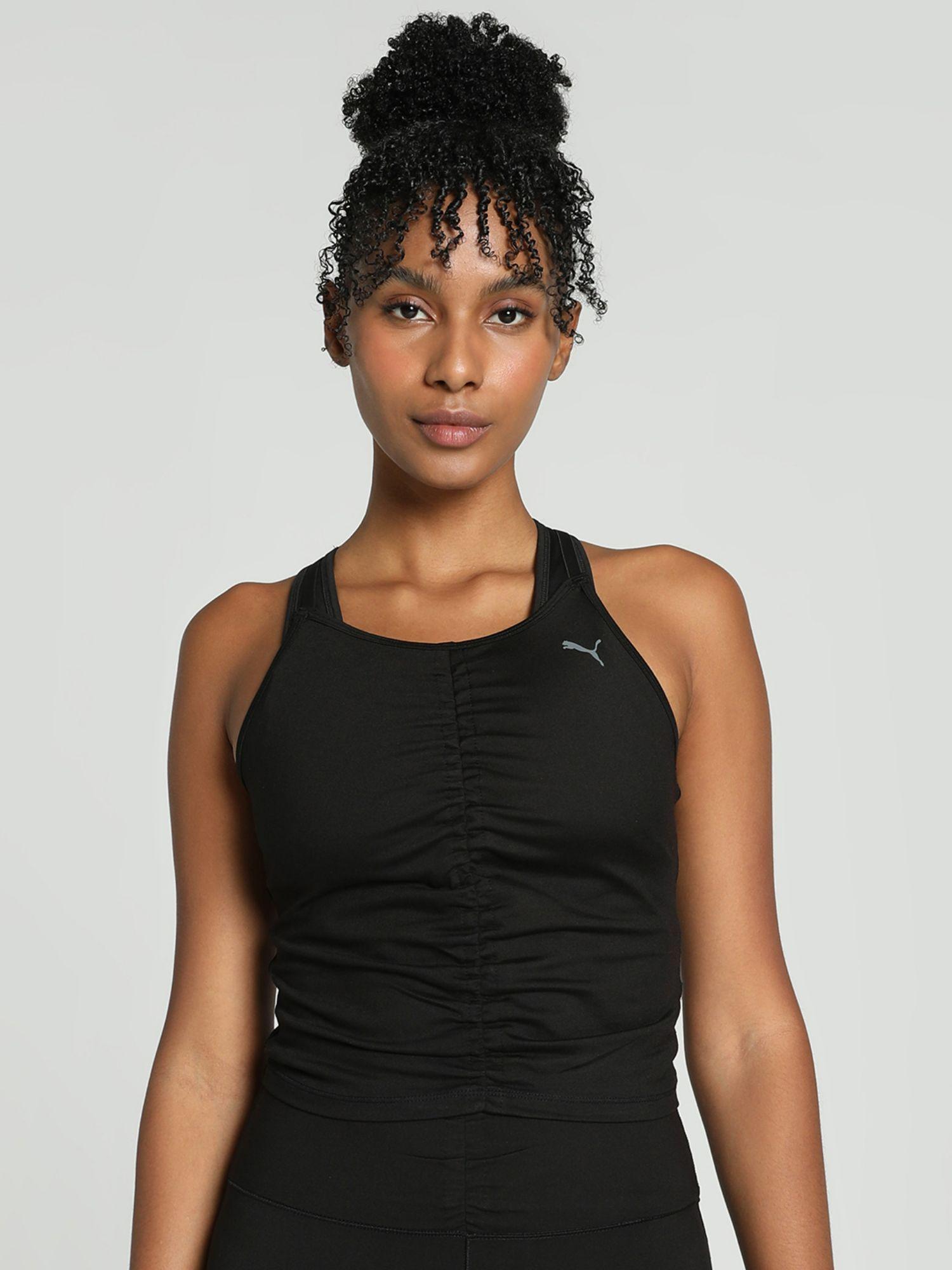 studio foundation ruched women black crop tank top