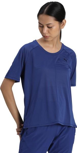 studio graphene relaxed tee women solid round neck polyester blue t-shirt