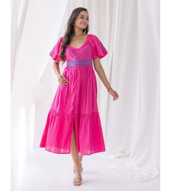 studio misri pink eva tiered dress