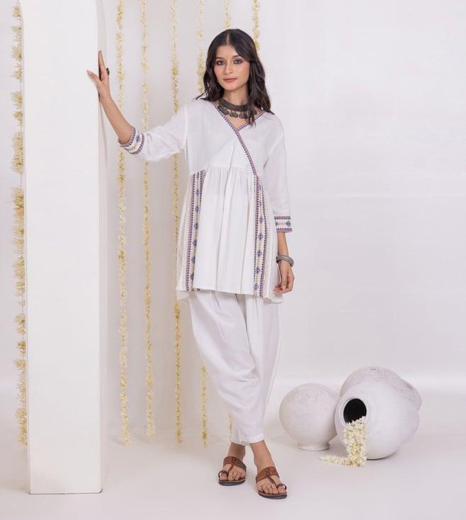 studio misri white nitara kurta with salwar