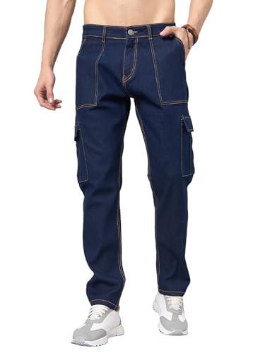 studio nexx men's stretchable baggy fit indigo cargo denim_bgcargo denim10_indigo_32