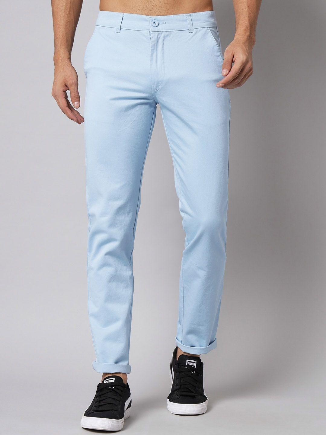 studio nexx men blue relaxed regular fit cotton chinos trousers