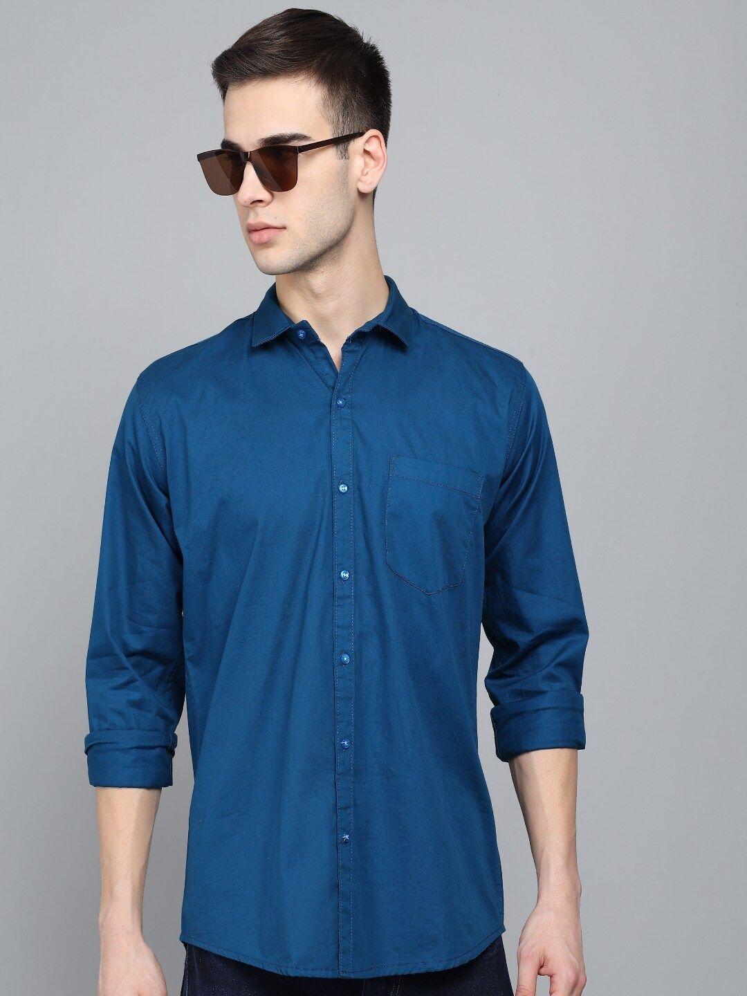 studio nexx men blue standard slim fit opaque casual shirt