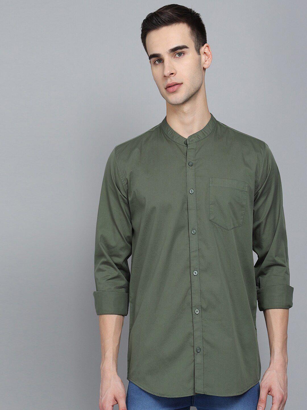 studio nexx men green standard slim fit opaque casual shirt