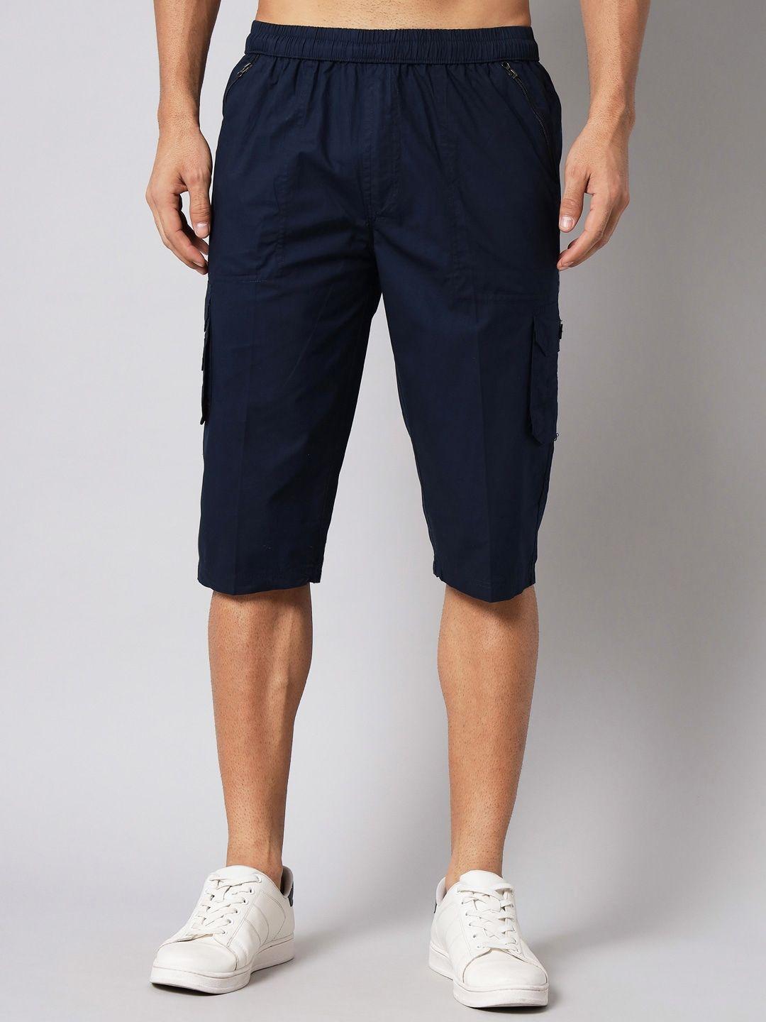 studio nexx men navy blue loose fit cargo shorts