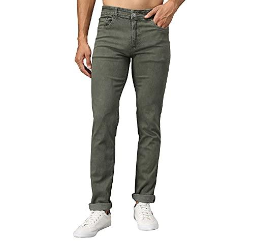 studio nexx men regular fit mid rise jeans - dark olive, size 36