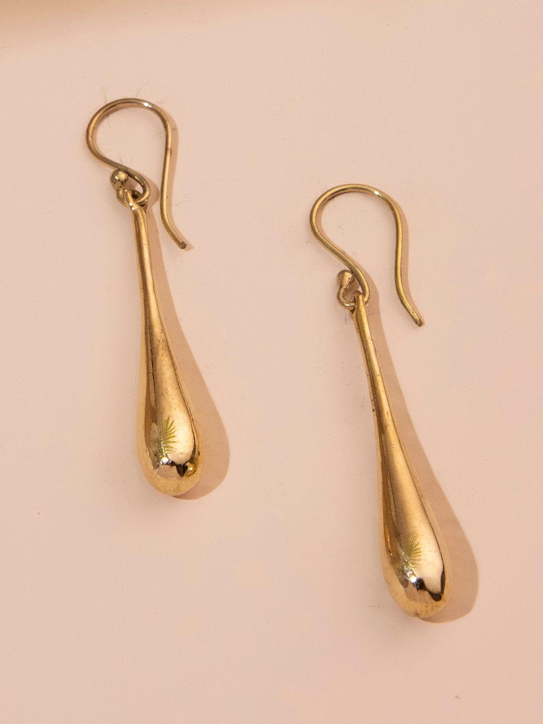 studio one love gold-toned contemporary drop earrings