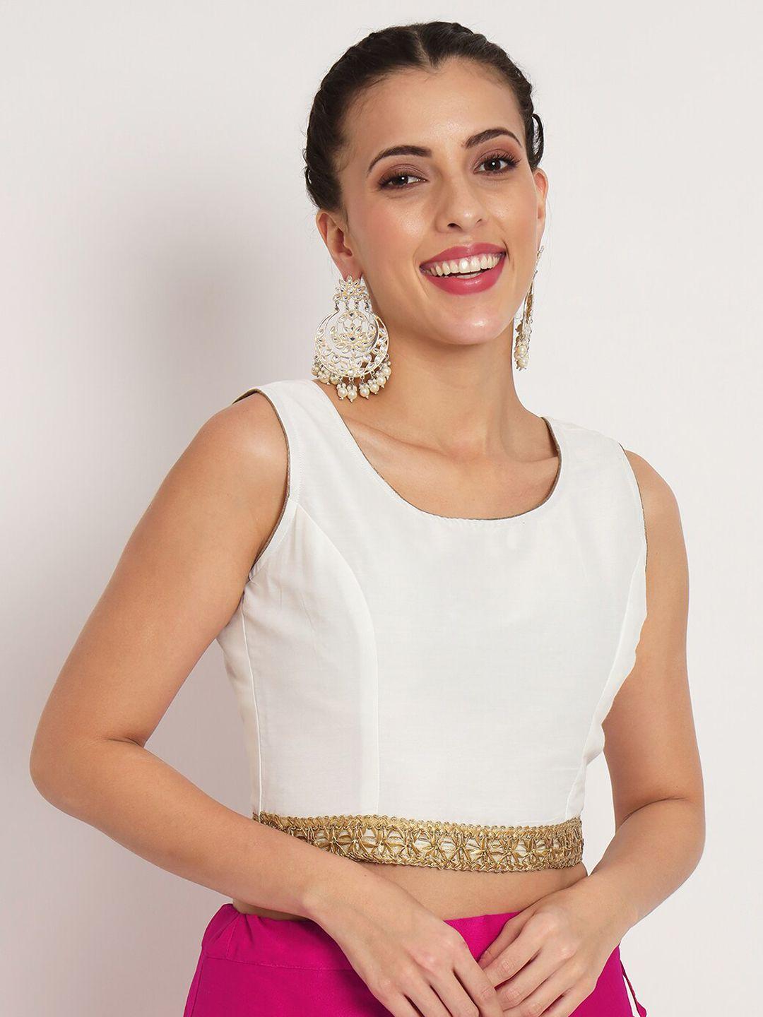 studio rasa back mirror-work embroidered saree blouse
