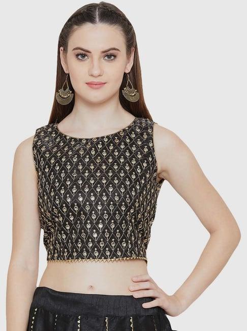 studio rasa black embroidered crop top