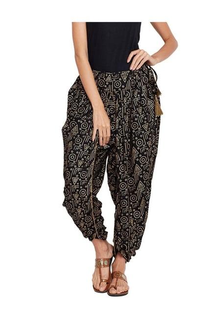 studio rasa black printed cotton dhoti pants