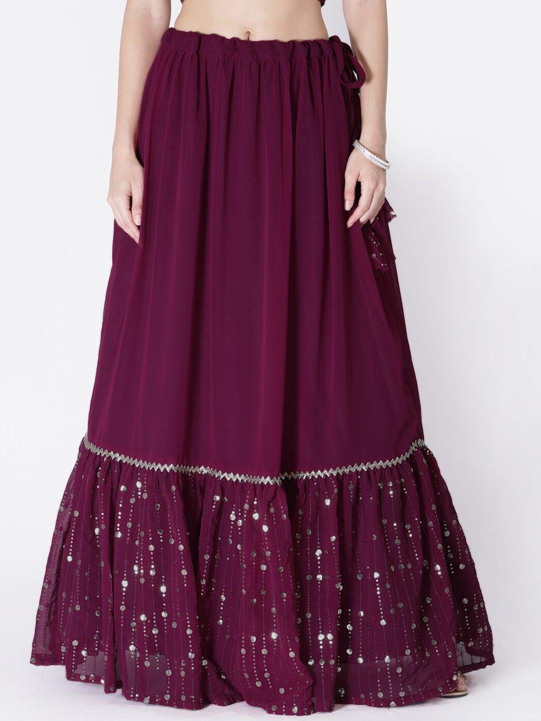 studio rasa embellished detailed flared maxi ethnic skirt with can-can