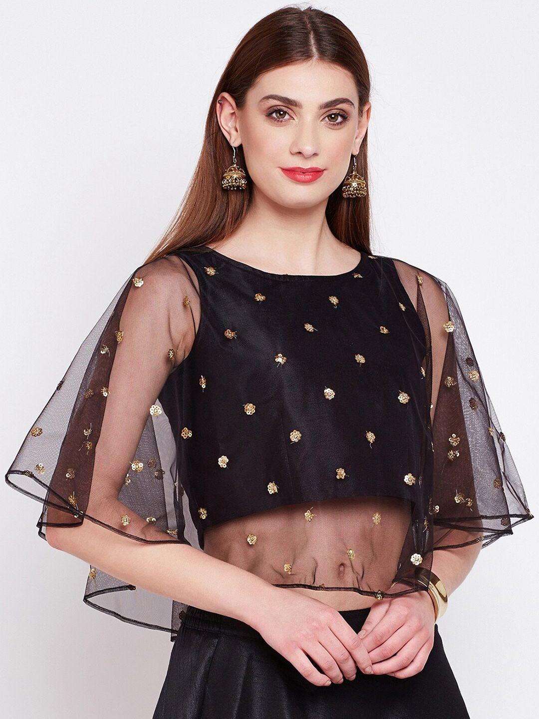 studio rasa embroidered cape sleeves saree blouse