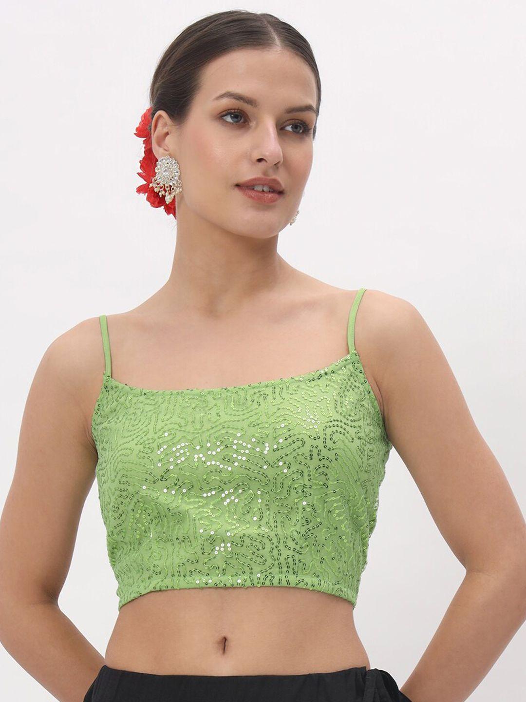 studio rasa embroidered net spaghetti saree blouse