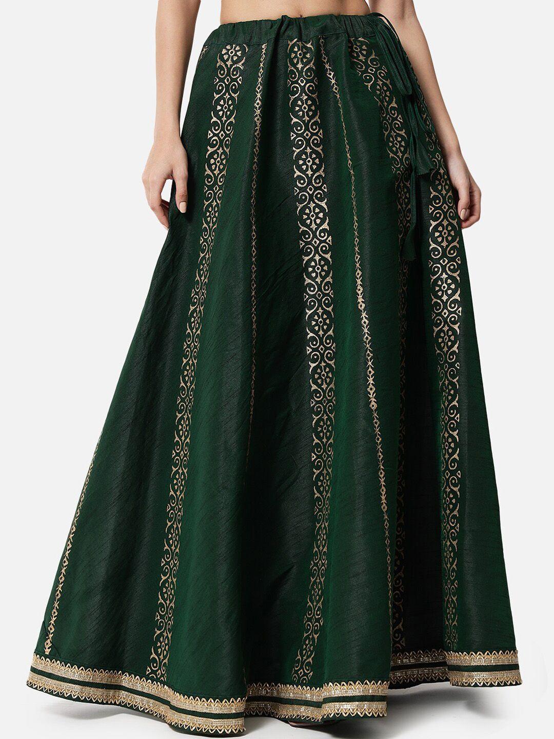 studio rasa ethnic motifs printed embellished detailed flared maxi ethnic skirt