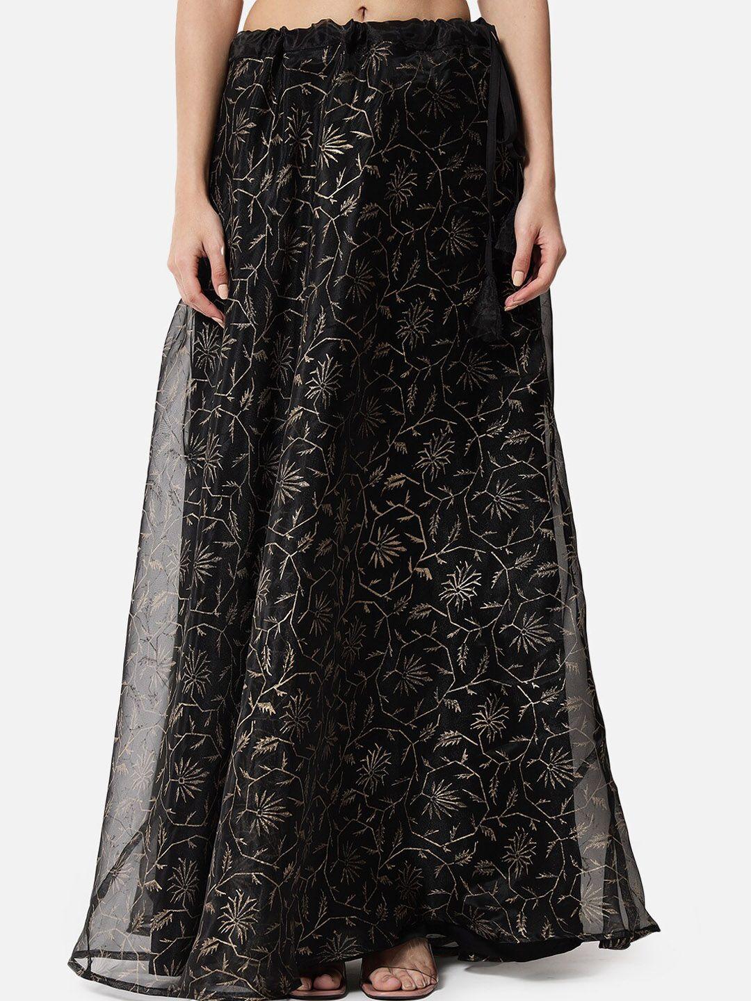 studio rasa ethnic motifs printed flared maxi ethnic skirt