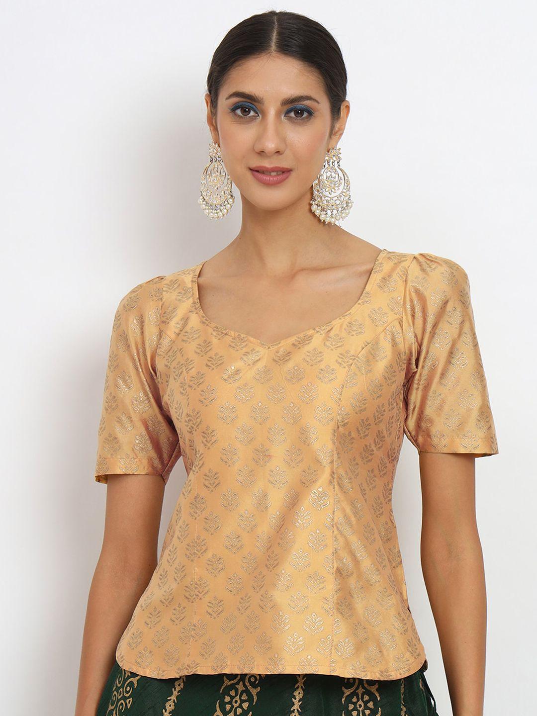 studio rasa ethnic motifs printed silk saree blouse