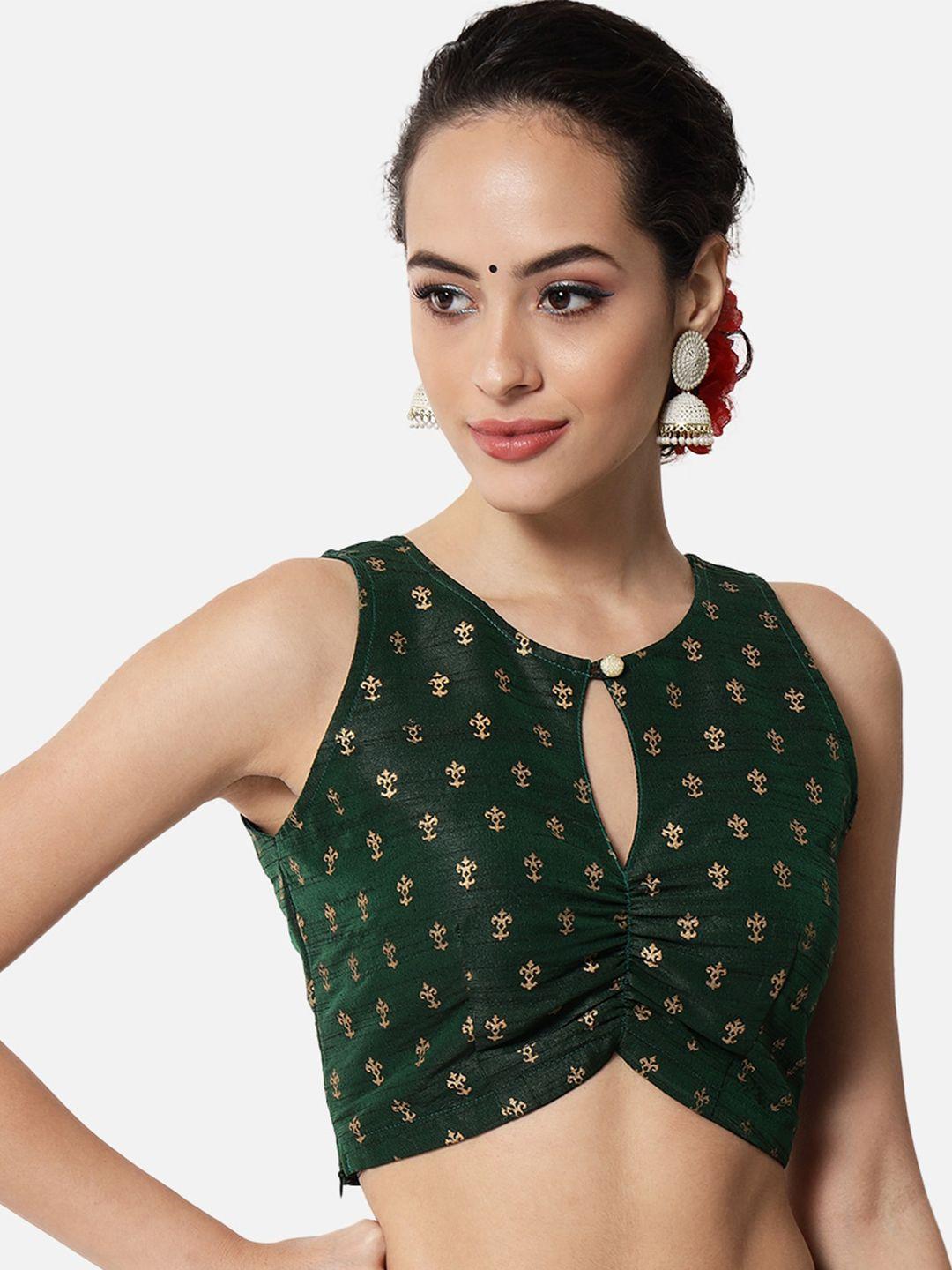 studio rasa ethnic printed keyhole neck saree blouse