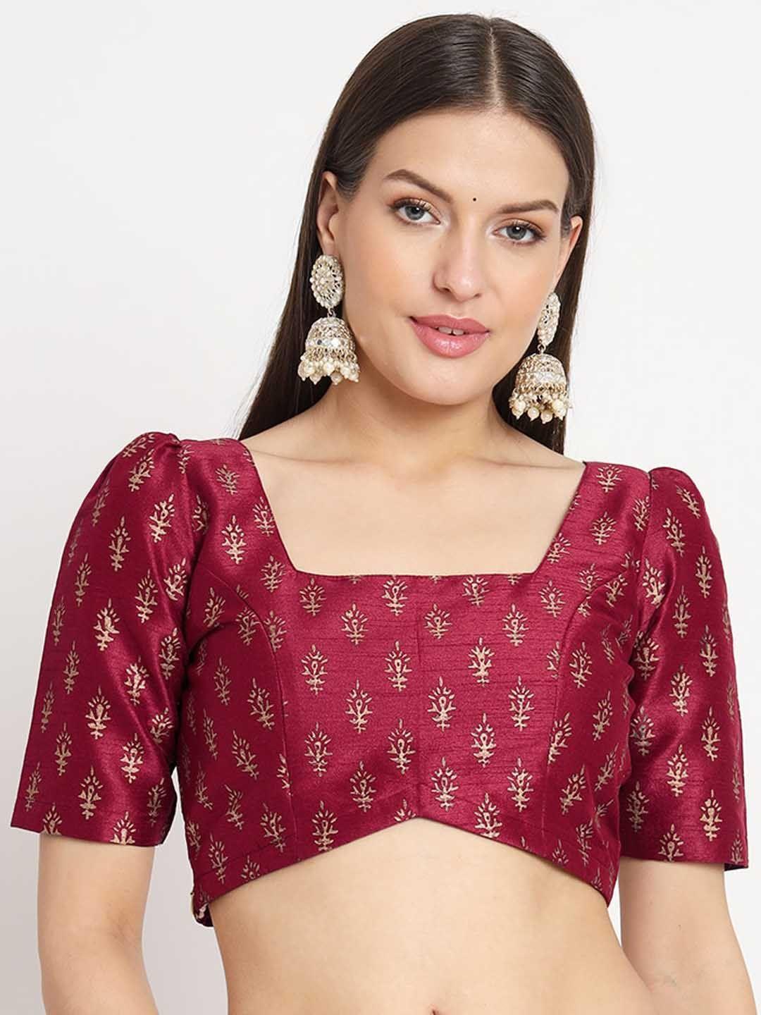 studio rasa hand block printed dupion saree blouse