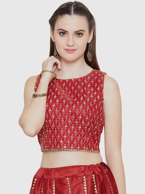 studio rasa maroon embroidered crop top