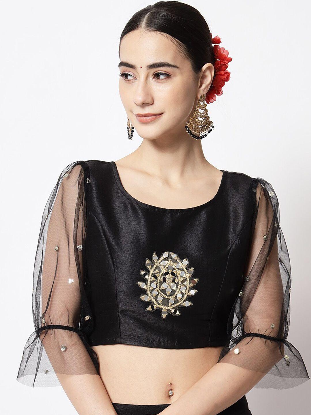 studio rasa mirror work embroidered crop top