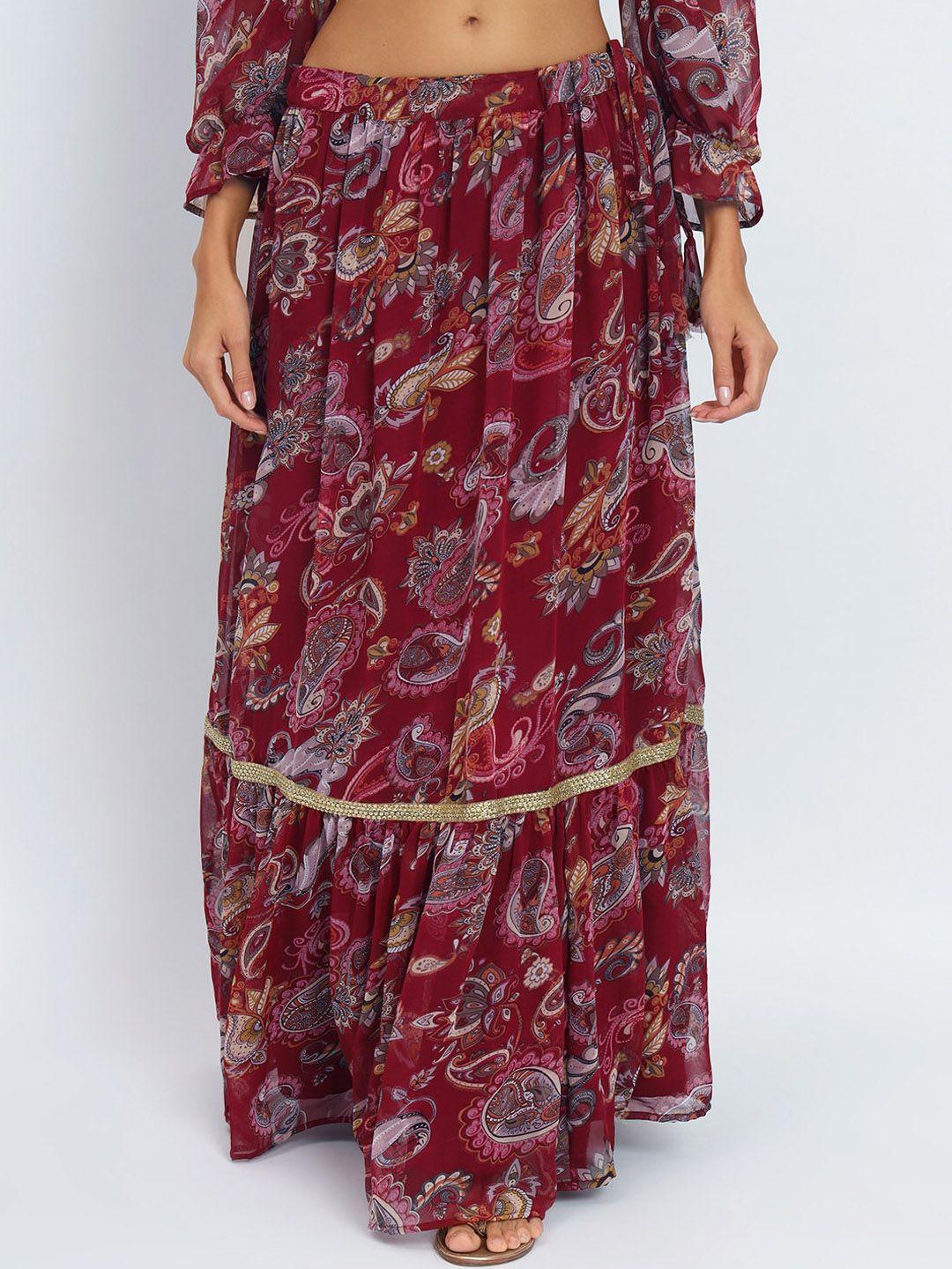 studio rasa paisley printed flared maxi skirt