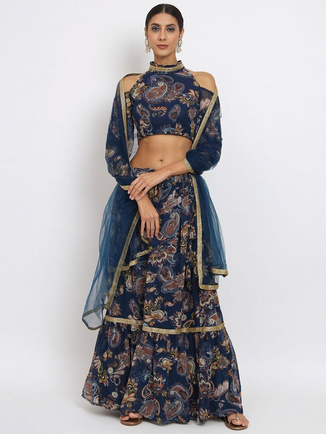 studio rasa printed sequinned ready to wear lehenga & blouse with dupatta