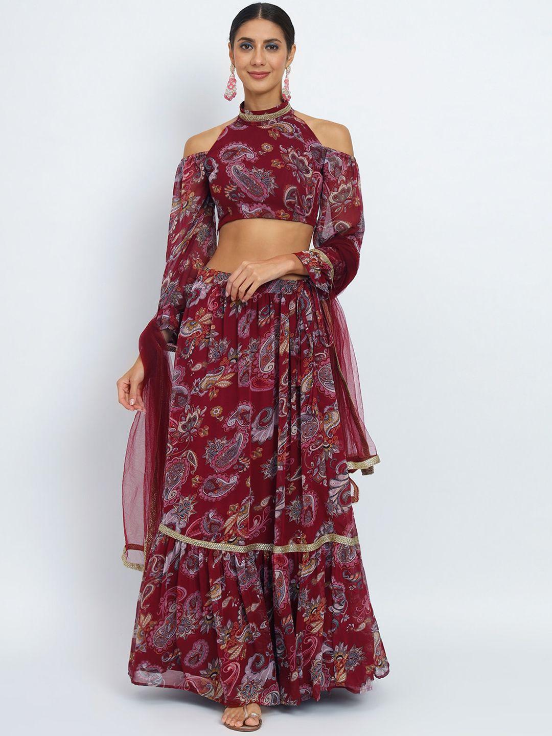 studio rasa printed sequinned ready to wear lehenga & blouse with dupatta