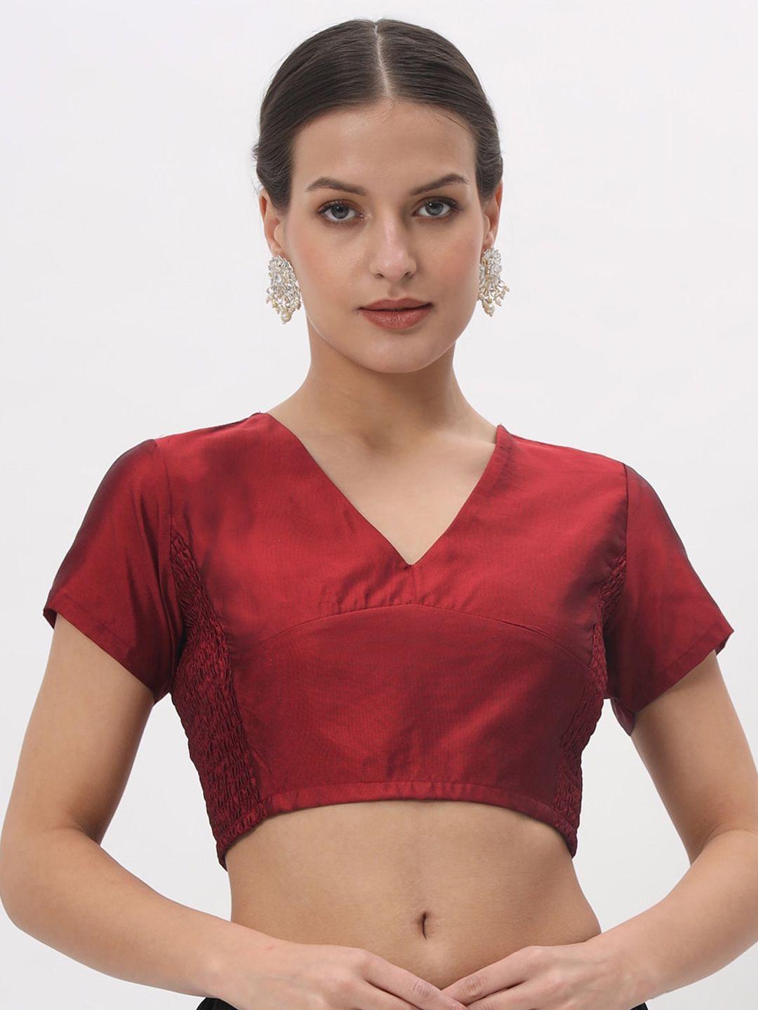 studio rasa v-neck stretchable readymade saree blouse