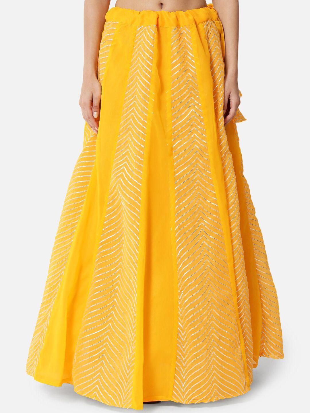 studio rasa women yellow embroidered flared maxi skirt