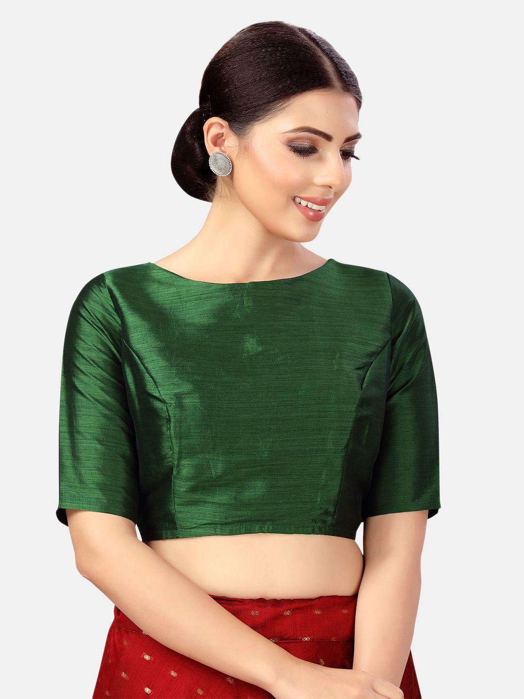 studio shringaar boat neck elbow length sleeves saree blouse