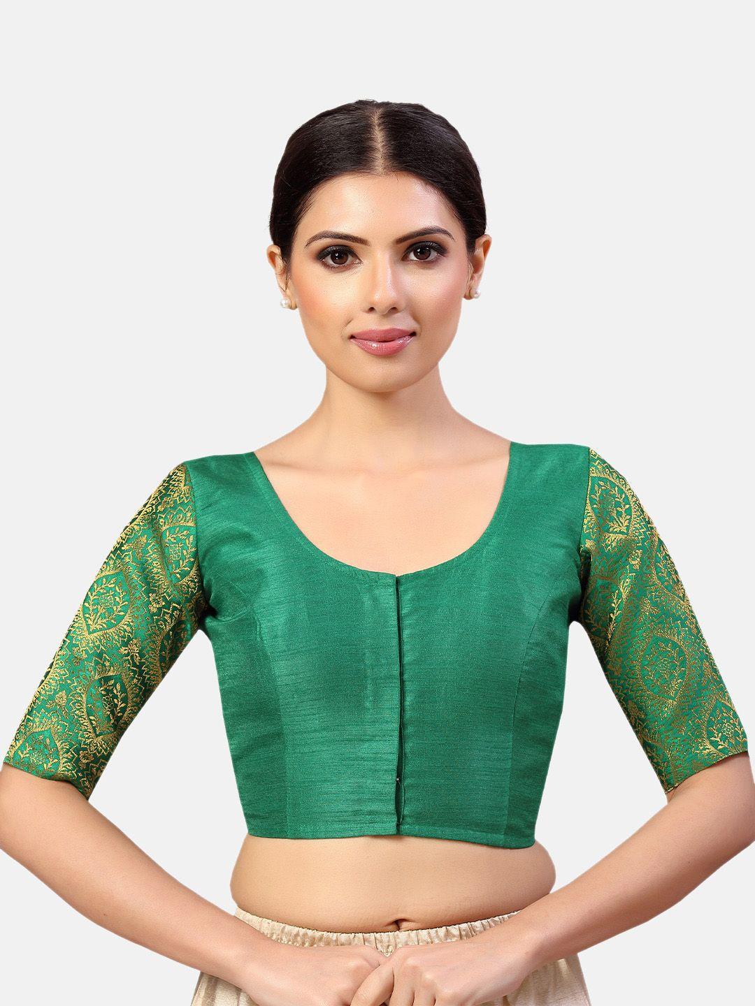 studio shringaar brocade-sleeve saree blouse