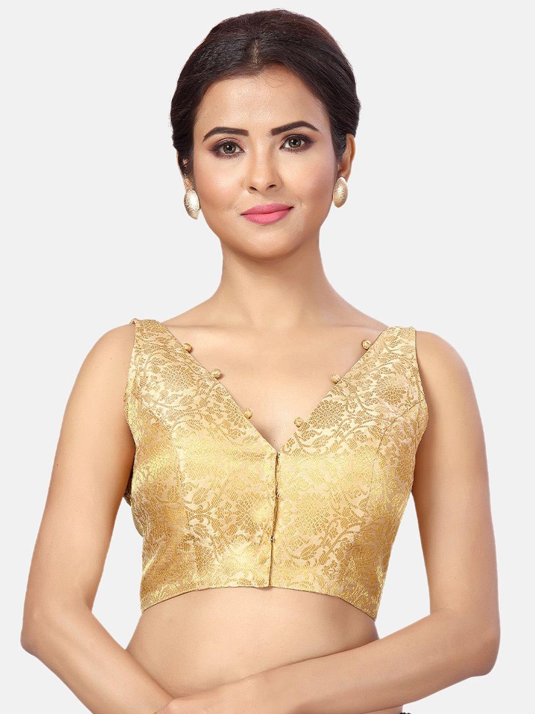 studio shringaar brocade woven design padded saree blouse