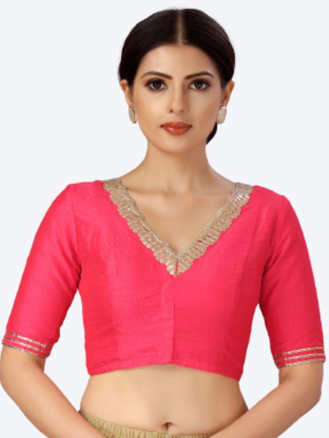 studio shringaar pink embellished saree blouse