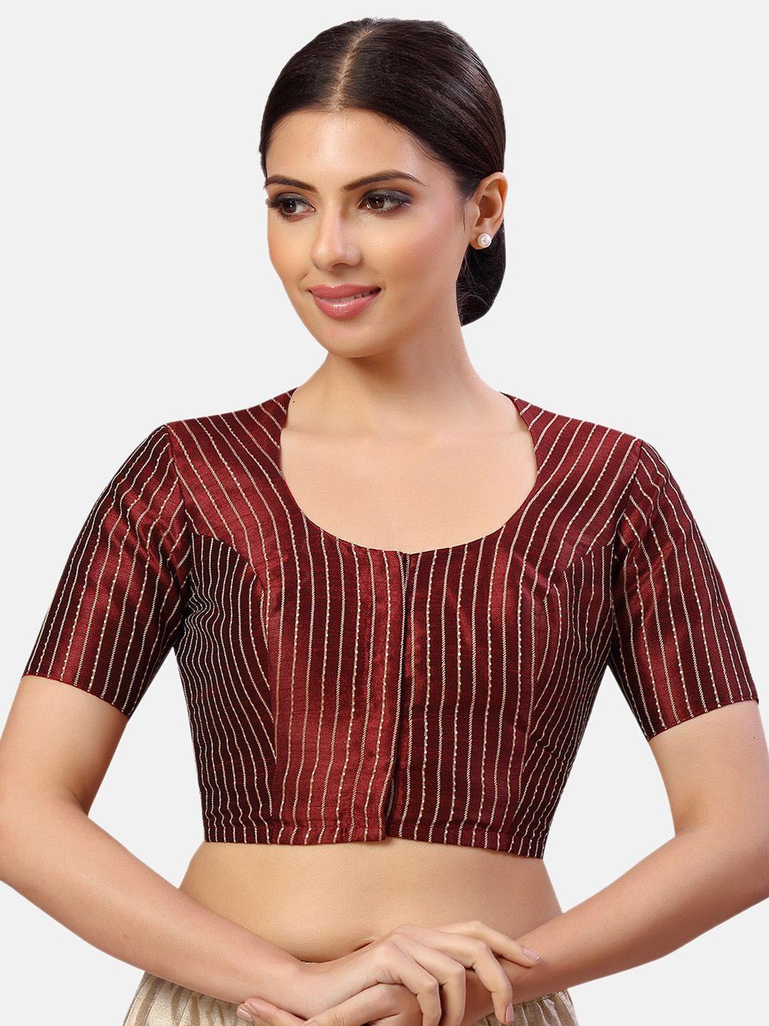 studio shringaar striped silk saree blouse