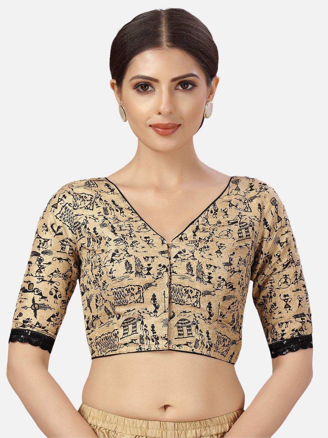 studio shringaar warli art printed saree blouse