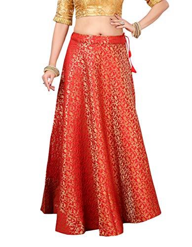 studio shringaar women's benaras brocade readymade skirt lehenga ghagra(free size, red)