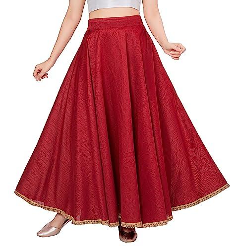 studio shringaar women's poly silk maxi skirt/lehenga with 8 meters flare (double ghera) (maroon, free size)